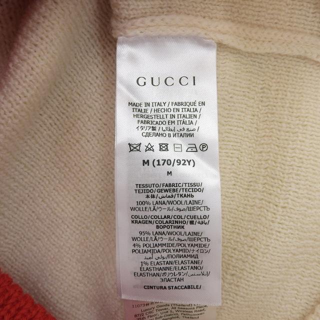 未使用品▲GUCCI グッチ 727145 バイカラー ボリュームネック ベルト付き ニット レッド ホワイト M イタリア製 正規品 レディース 未使用品△GUCCI グッチ 727145 バイカラー ボリュームネック ベルト