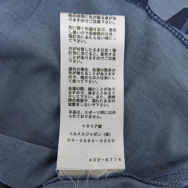 極美品▲HERMES エルメス コットン100％ 馬 ホース 総柄 ショースリーブ 半袖Ｔシャツ ネイビー系 L イタリア製 正規品 メンズ_5