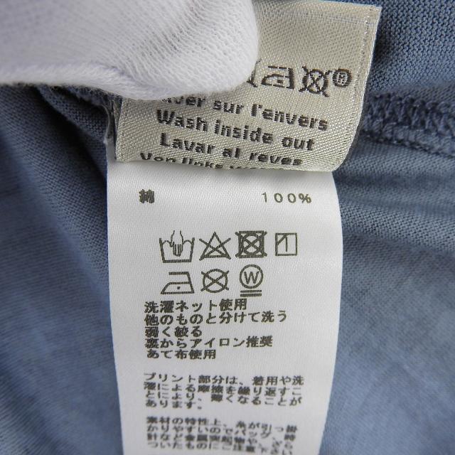 極美品▲HERMES エルメス コットン100％ 馬 ホース 総柄 ショースリーブ 半袖Ｔシャツ ネイビー系 L イタリア製 正規品 メンズ_7