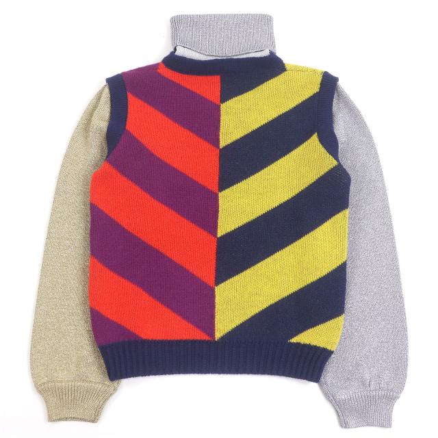 未使用品□GUCCI グッチ 23SS 724770 タートルネック ドッキングデザイン 長袖ニット セーター マルチカラー S イタリア製 正規品 メンズ_2