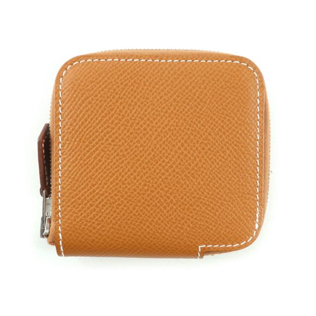 未使用品★HERMES エルメス アザップコンパクトミニ シルクイン ゴールド ヴォーエプソン ケース W刻印 箱付き 仏製 レディース