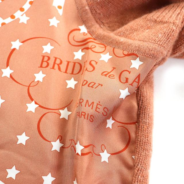 未使用△HERMES エルメス Brides de Gala ブリッド ドゥ ガラ シルク100％ カシミヤ混 ROSE AUBE ツイルレーヌ 半袖ニット 36 フランス製_4