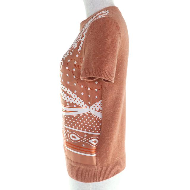 未使用△HERMES エルメス Brides de Gala ブリッド ドゥ ガラ シルク100％ カシミヤ混 ROSE AUBE ツイルレーヌ 半袖ニット 36 フランス製_1
