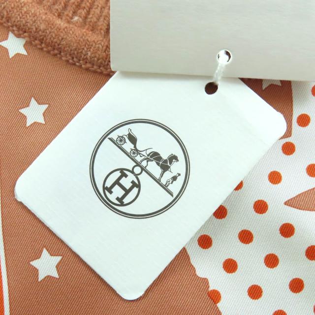 未使用△HERMES エルメス Brides de Gala ブリッド ドゥ ガラ シルク100％ カシミヤ混 ROSE AUBE ツイルレーヌ 半袖ニット 36 フランス製_8