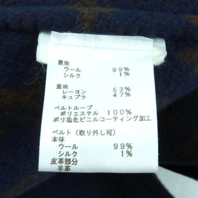 極美品★LOUIS VUITTON ルイヴィトン ウール シルク混 モノグラム ロゴデザイン ベルテッドコート ネイビー 38 イタリア製 正規品_8