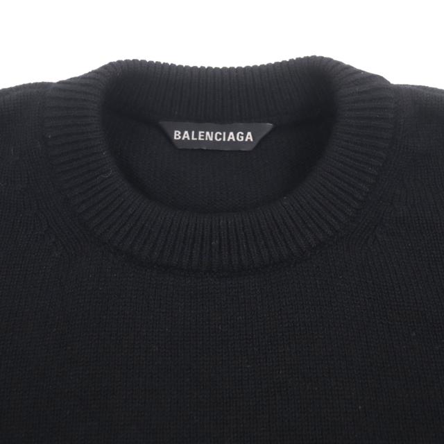 未使用品▼BALENCIAGA バレンシアガ 22AW 719658 カシミヤ100% Bedifferent 刺繍 クルーネック ニットセーター ブラック M 正規品 メンズ_1