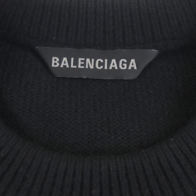 未使用品▼BALENCIAGA バレンシアガ 22AW 719658 カシミヤ100% Bedifferent 刺繍 クルーネック ニットセーター ブラック M 正規品 メンズ_4