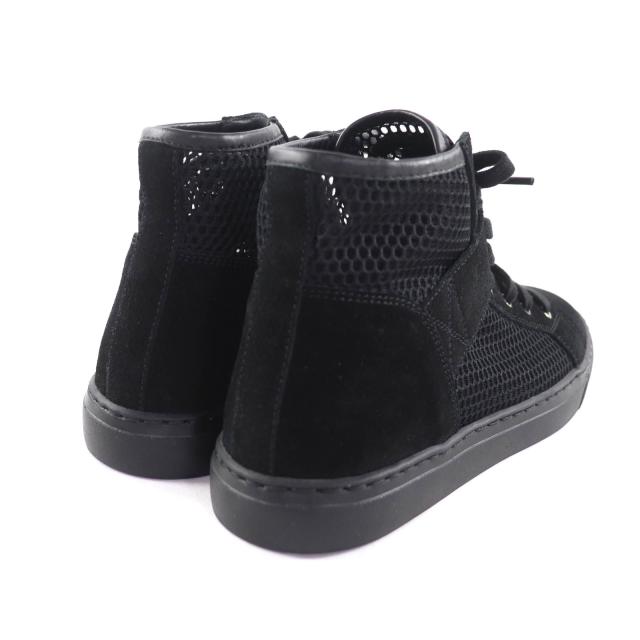 極美品★CHANEL シャネル G30786 ココマーク スウェードレザー使い メッシュ ハイカットスニーカー ブラック 36 イタリア製 レディース_1