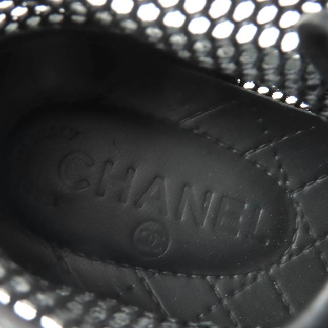 極美品★CHANEL シャネル G30786 ココマーク スウェードレザー使い メッシュ ハイカットスニーカー ブラック 36 イタリア製 レディース_8