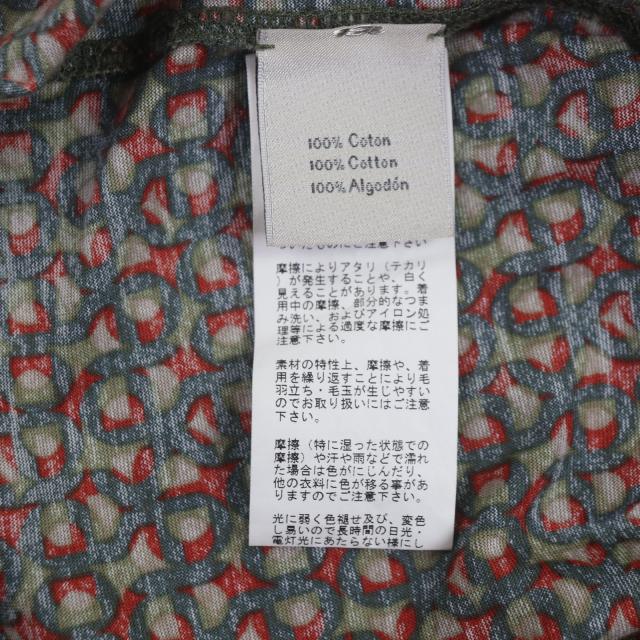 極美品▼HERMES エルメス コットン シェーヌダンクル柄 クルーネック ショートスリーブ 半袖Ｔシャツ カーキ M イタリア製 正規品 メンズ_4