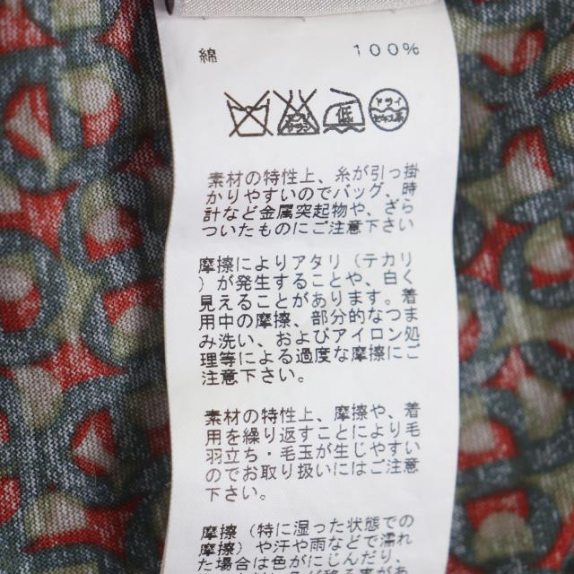 極美品▼HERMES エルメス コットン シェーヌダンクル柄 クルーネック ショートスリーブ 半袖Ｔシャツ カーキ M イタリア製 正規品 メンズ_5