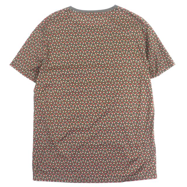 極美品▼HERMES エルメス コットン シェーヌダンクル柄 クルーネック ショートスリーブ 半袖Ｔシャツ カーキ M イタリア製 正規品 メンズ_2