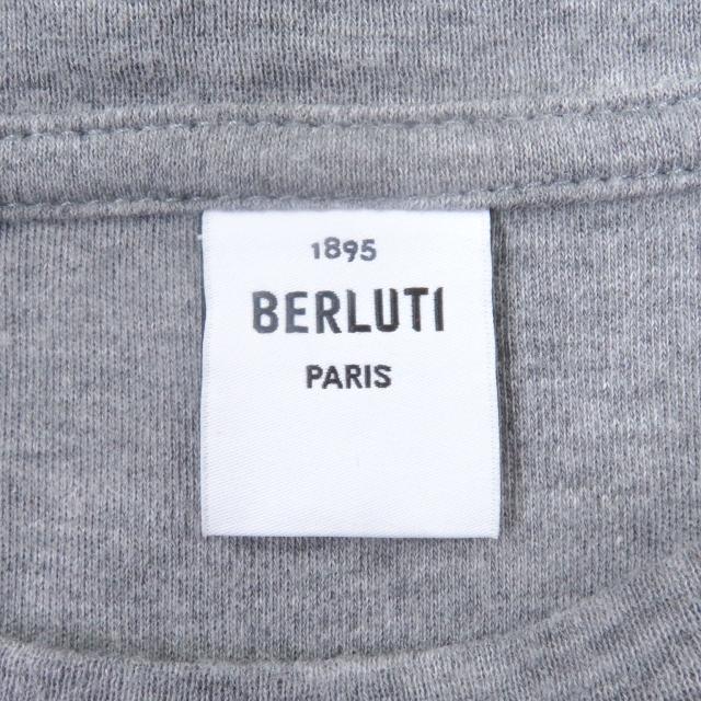 極美品□BERLUTI ベルルッティ ロゴパッチ クルーネック ショートスリーブ 半袖Ｔシャツ カットソー グレー XS イタリア製 正規品 メンズ_4