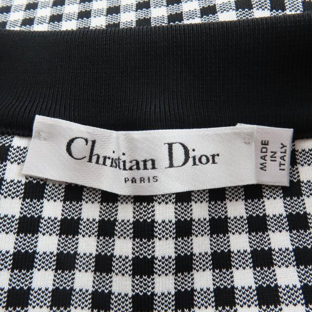 極美品☆Christian Dior クリスチャンディオール 344J10AM532 Checkn Dior ギンガムチェック 台形スカート ブラック ホワイト 42 正規品 極美品☆Christian Dior クリスチャンディオール 344J10AM532 Checkn