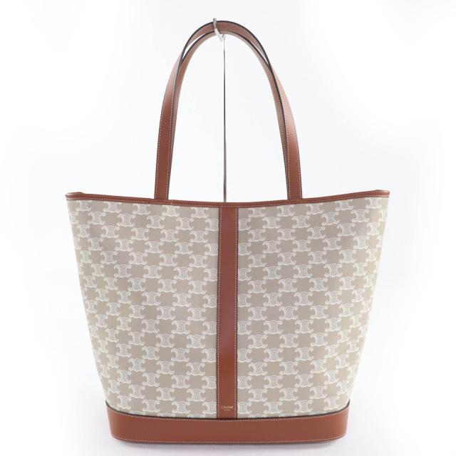 未使用品☆CELINE セリーヌ 115072 トリオンフ カバ トートバッグ ミディアム レザー トリオンフキャンバス グレージュ イタリア製