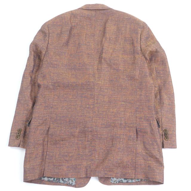 極美品□ETRO エトロ リネン 裏シルク100％/ペイズリー柄 シングル