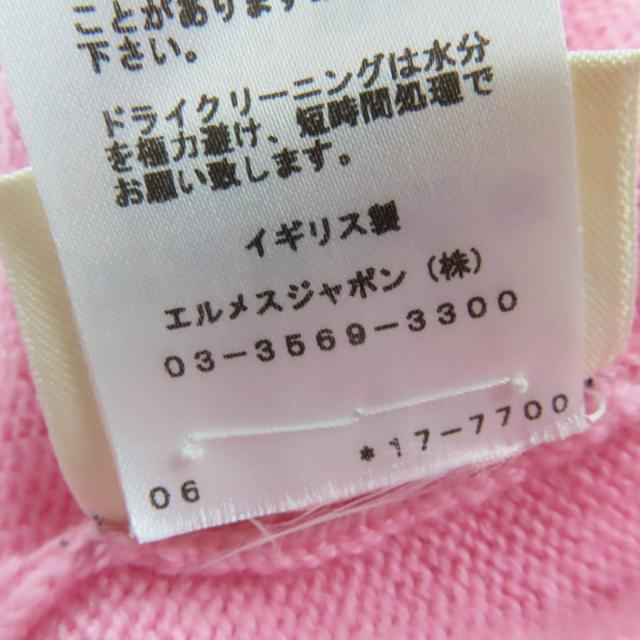 美品☆HERMES エルメス 21AW カシミヤ100％ Hロゴデザイン ショートスリーブニット 半袖ニット ピンク 34 イギリス製 正規品 レディース_7
