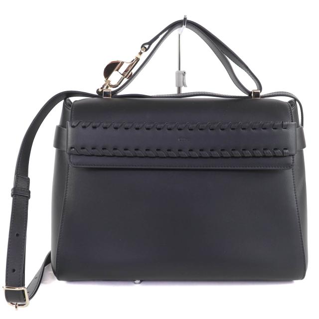 美品◇Chloe クロエ CHC22WS122l91001 NACHA トップハンドル 2WAY レザー ハンド/ショルダーバッグ ブラック 保存袋付き 伊製 レディース