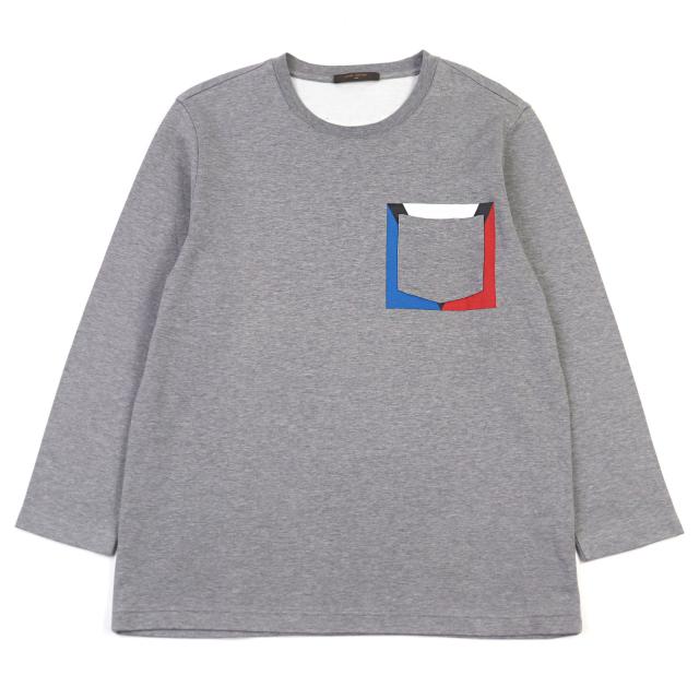 【ドンドン見直し】極美品○LOUIS VUITTON ルイヴィトン 13WJCK ガストン V ポケット付き クルーネック 長袖Ｔシャツ XL 正規品 メンズ
