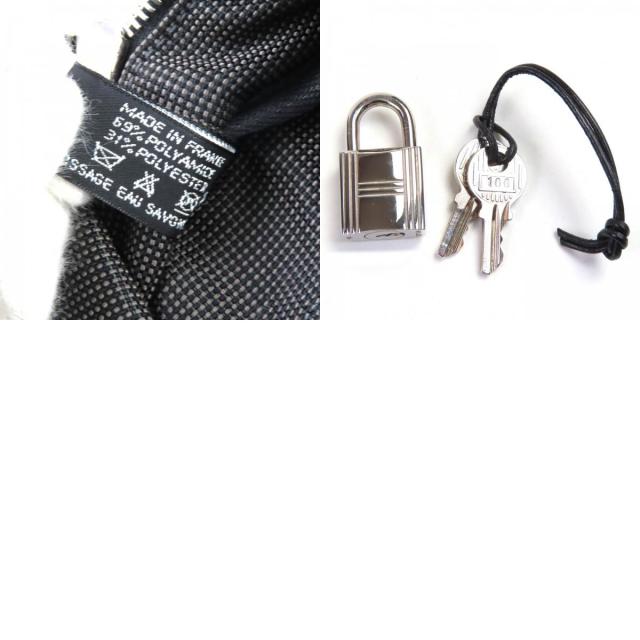 極美品△HERMES エルメス エールライン MM 鍵・カデナ付き セリエボタン キャンバス 大型 トートバッグ ボストンバッグ グレー 仏製_9