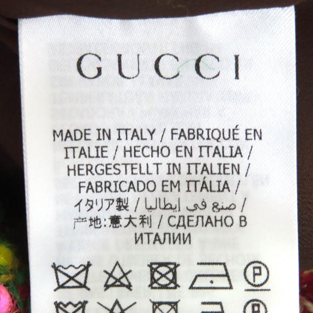 極美品△GUCCI グッチ 596980 一部シルク100％ ライオンボタン 総柄 ウールツイード ロングスカート マルチカラー 36 イタリア製 正規品_7