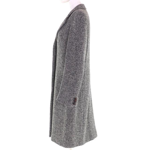 極美品◇Max Mara マックスマーラ 1600014 比翼仕立て ウール ツイード ロングコート ブラック オフホワイト 42 イタリア製 レディース_1