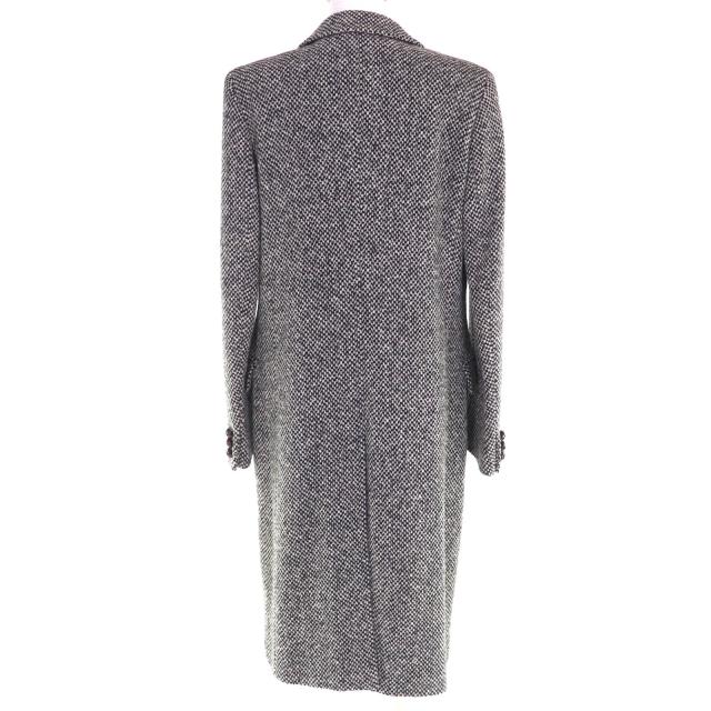 極美品◇Max Mara マックスマーラ 1600014 比翼仕立て ウール ツイード ロングコート ブラック オフホワイト 42 イタリア製 レディース_2