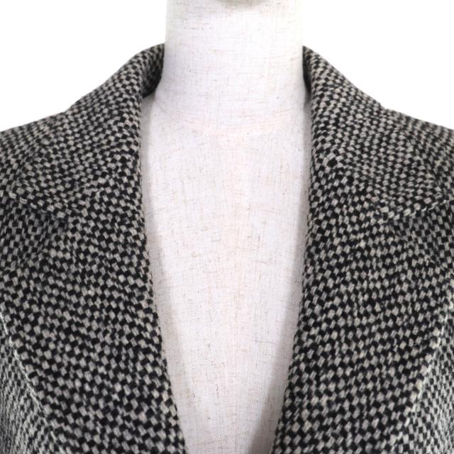極美品◇Max Mara マックスマーラ 1600014 比翼仕立て ウール ツイード ロングコート ブラック オフホワイト 42 イタリア製 レディース_3