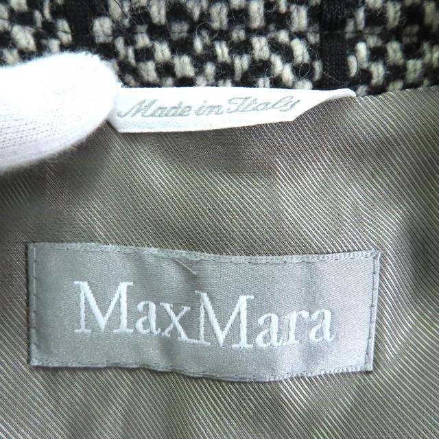 極美品◇Max Mara マックスマーラ 1600014 比翼仕立て ウール ツイード ロングコート ブラック オフホワイト 42 イタリア製 レディース_6