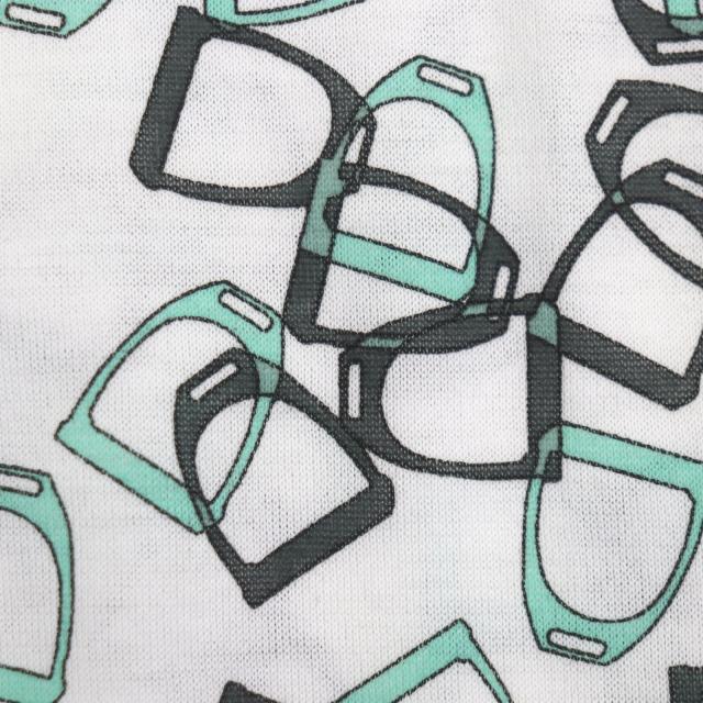 極美品▼HERMES エルメス ETRIERS コットン100% ビット 総柄 クルーネック ショートスリーブ 半袖Ｔシャツ グリーン系 XXL 正規品_3