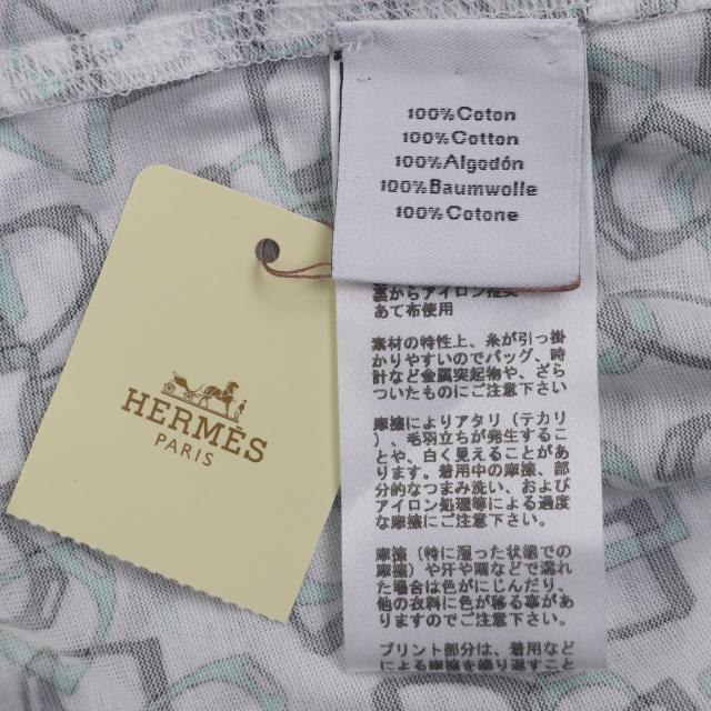 極美品▼HERMES エルメス ETRIERS コットン100% ビット 総柄 クルーネック ショートスリーブ 半袖Ｔシャツ グリーン系 XXL 正規品_7