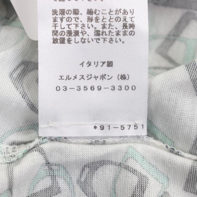 極美品▼HERMES エルメス ETRIERS コットン100% ビット 総柄 クルーネック ショートスリーブ 半袖Ｔシャツ グリーン系 XXL 正規品_6