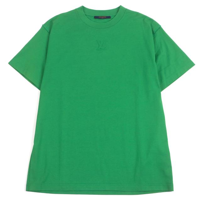 極美品□LOUIS VUITTON ルイヴィトン インサイドアウト LV デボスエンボスロゴ 半袖Ｔシャツ グリーン M イタリア製 正規品 メンズ
