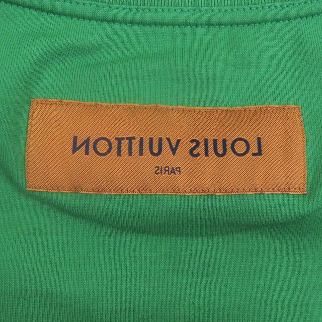 極美品□LOUIS VUITTON ルイヴィトン インサイドアウト LV デボスエンボスロゴ 半袖Ｔシャツ グリーン M イタリア製 正規品 メンズ_4