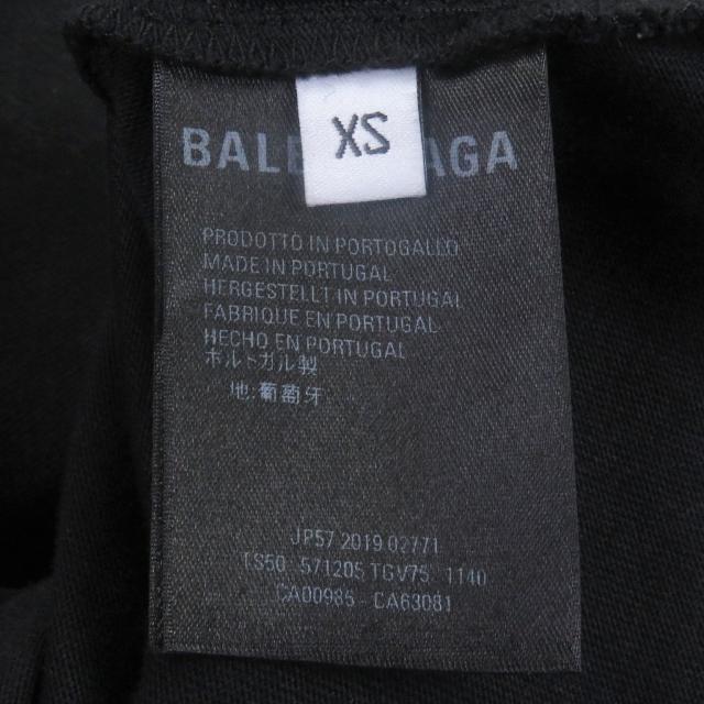 美品□BALENCIAGA バレンシアガ 571205 BBロゴプリント USED加工 オーバーサイズ 半袖Ｔシャツ カットソー ブラック XS 正規品 メンズ_5