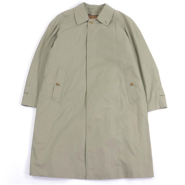 美品□Burberrys バーバリー ヴィンテージ 裏ノバチェック柄 キャメル混ライナー付 ステンカラーコート カーキ 50 イングランド製 正規品