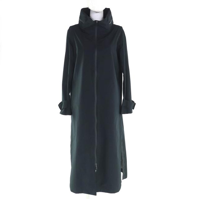 極美品△Herno ヘルノ GC024DL-11101-9300 ラミナー ゴアテックス ジップアップ ロング スプリングコート ブラック 40 正規品 レディース