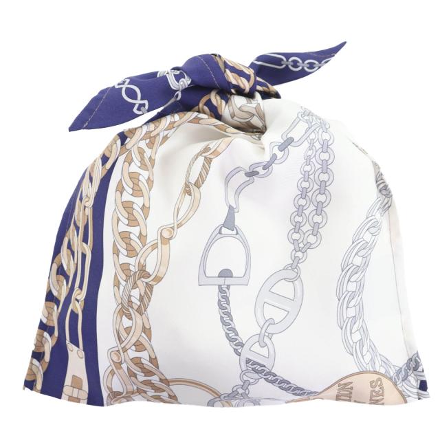 極美品◇HERMES エルメス REACTION EN CHAINES レアクション アン シェーヌ プティアッシュ フロシキ PM シルク100％ ミニバッグ 仏製