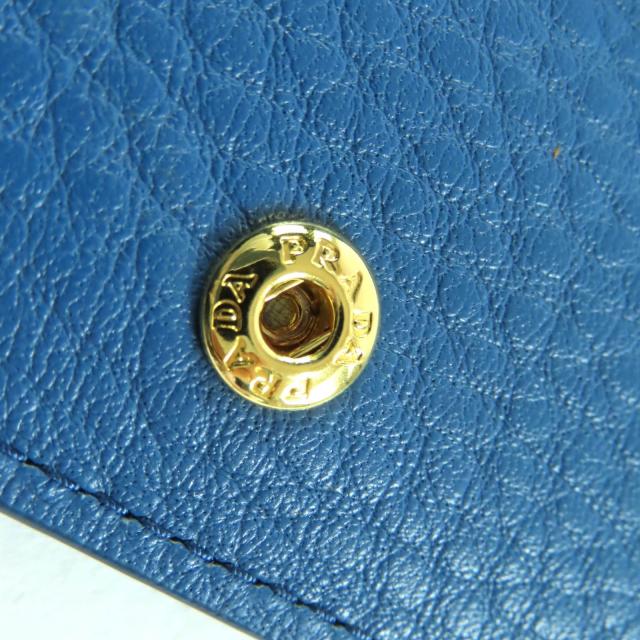 未使用品◇PRADA プラダ 1MV204 VITELLO GRAIN レタリングロゴ レザー コンパクトウォレット 二つ折り財布 コバルト 箱付き 定価106700円_8