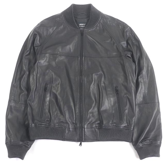 極美品□EMMETI エンメティ TAYLOR ラムスキン ボンバージャケット レザーブルゾンジャケット ブラック 50 イタリア製 正規品 メンズ
