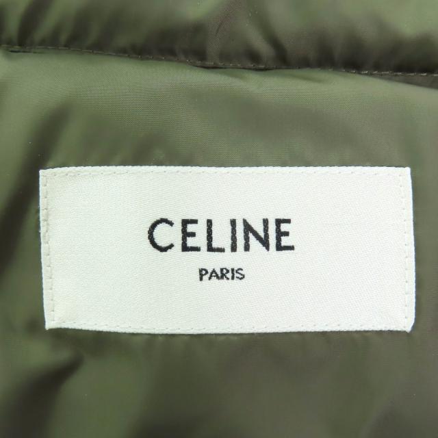 美品◇CELINE セリーヌ 2W396880N ロゴ刺繍・金ボタン付 ダウンベスト カーキ 36 ハンガー・ガーメント付 イタリア製 正規品 レディース_7