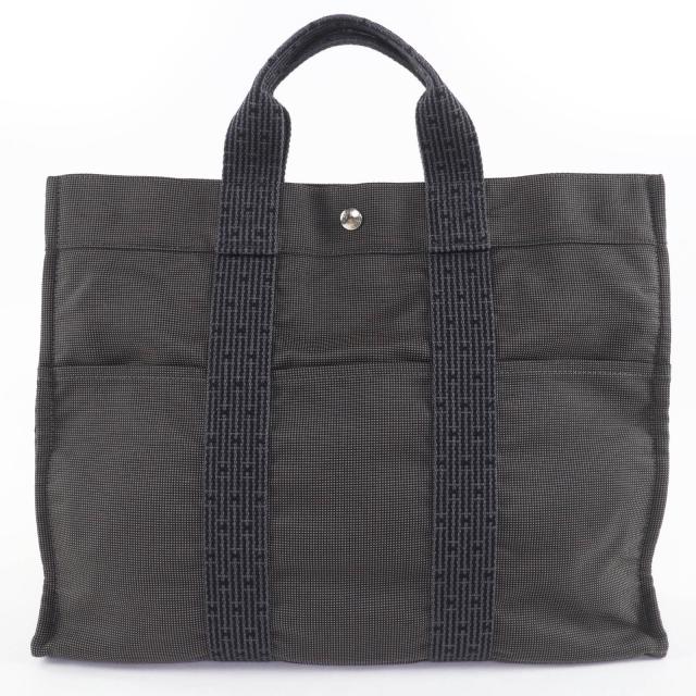 美品☆HERMES エルメス エールライン MM カデナ・鍵付 セリエ金具 キャンバス トートバッグ ハンドバッグ グレー フランス製 レディース