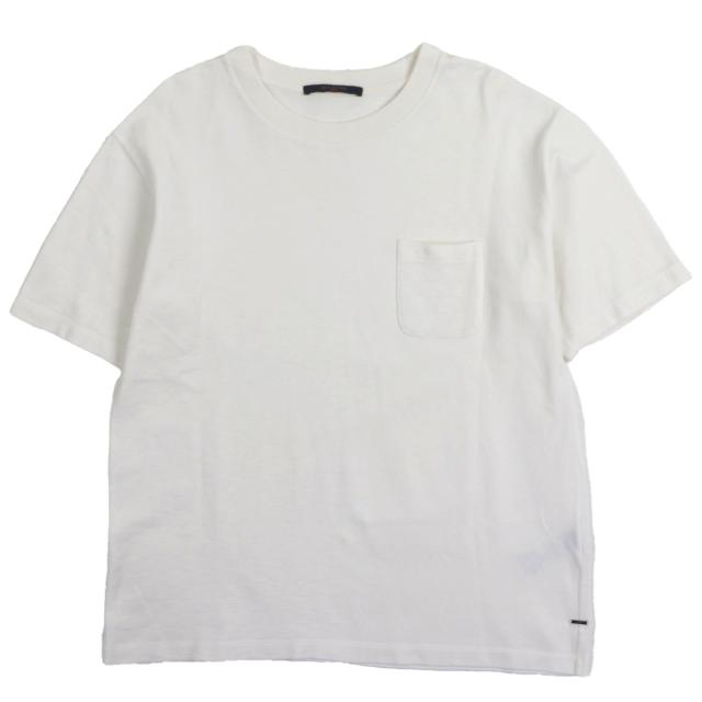 美品▼LOUIS VUITTON ルイヴィトン 20AW コットン100% ダミエ ロゴプレート付き クルーネック ショートスリーブ 半袖Ｔシャツ XL 正規品