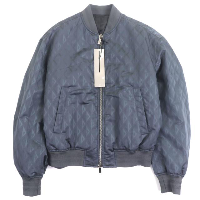 未使用品▼DIOR ディオール オム 143C432E5914 CDダイヤモンド ダブルジップアップ ボンバージャケット ブルーグレー 50 正規品 メンズ