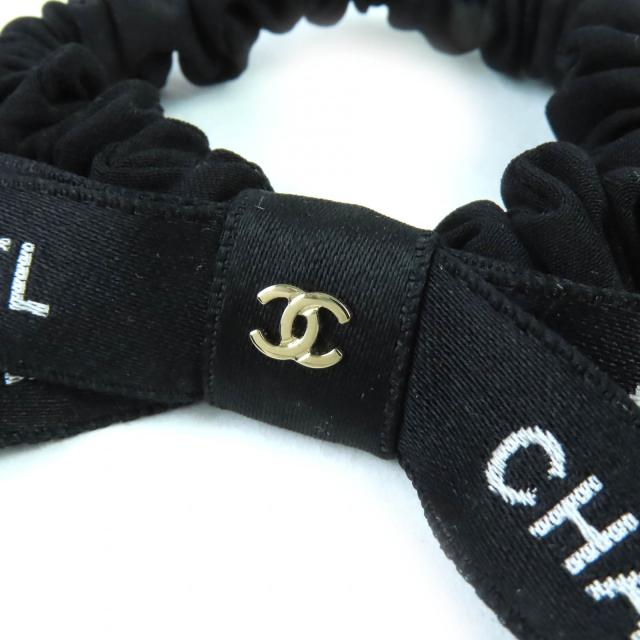 極美品△CHANEL シャネル 24B ココマーク ロゴリボン シュシュ ヘアゴム ヘアアクセサリー ブラック ホワイト 箱付き 仏製 レディース_3