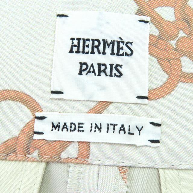 極美品△HERMES エルメス 2E0456DX コットン ビット柄デザイン ショートパンツ ベージュ ブラウン 34 イタリア製 レディース 箱付き_5