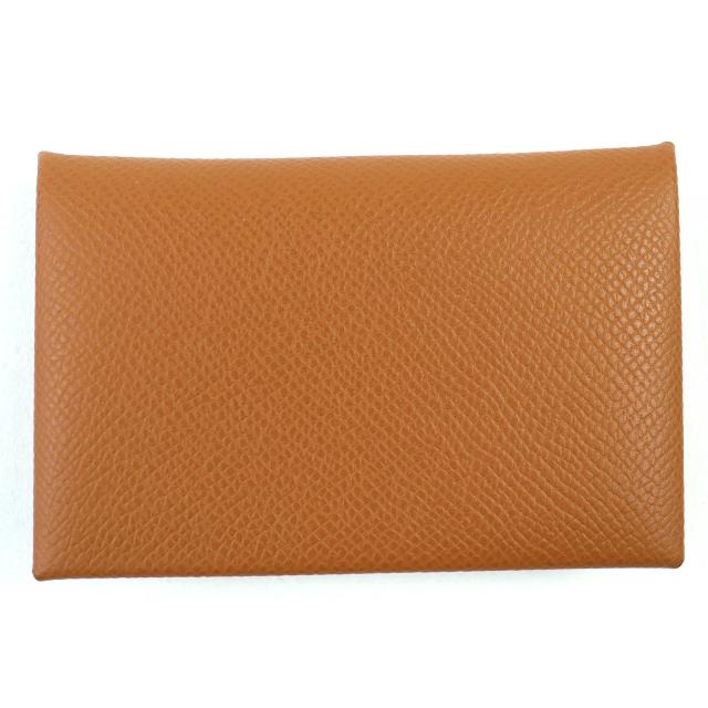 未使用品△HERMES エルメス カルヴィ ヴォーエプソン ゴールド シルバー金具 名刺入れ カードケース W刻印 箱付き フランス製 レディース