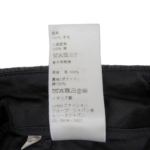 美品▲CELINE セリーヌ 2P240921C ウール100％ ツープリーツニューウェーブ ロングパンツ スラックス グレー 36 イタリア製 正規品_7