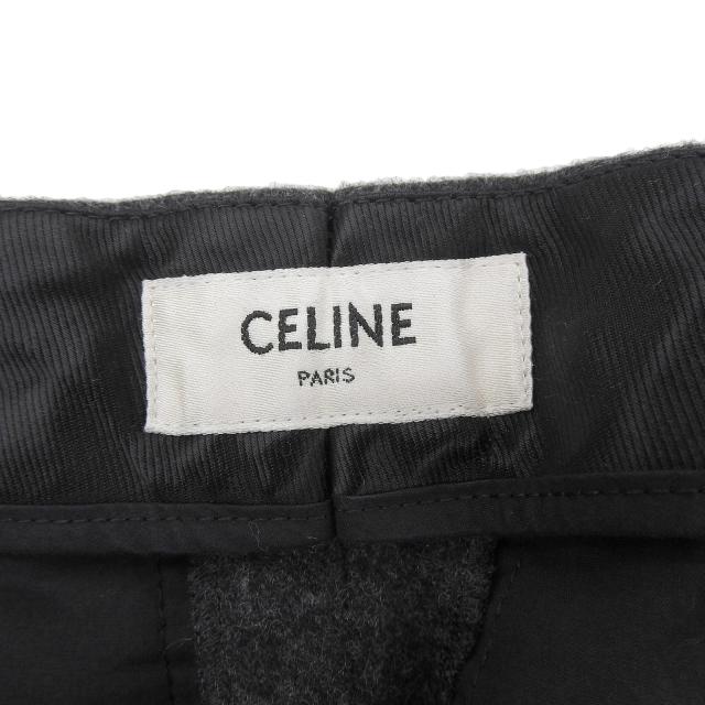 美品▲CELINE セリーヌ 2P240921C ウール100％ ツープリーツニューウェーブ ロングパンツ スラックス グレー 36 イタリア製 正規品_5