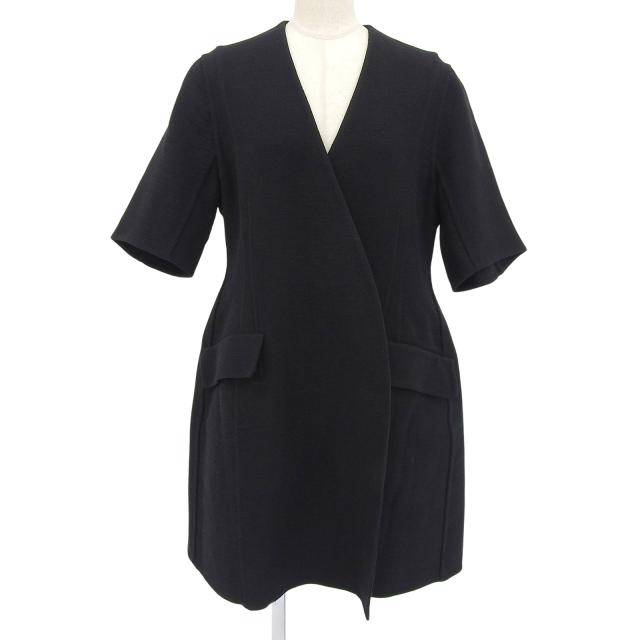 極美品▲BLAMINK ブラミンク 7925-299-0351 リネン コットン ショートスリーブ コート ブラック 36 日本製 正規品 レディース